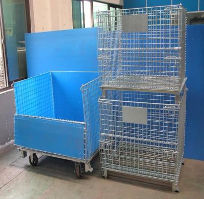 Heavy Foldable Mesh Pallet Steel Storage Cages Folding Lockable Storage Cages Wire Mesh Container For Storage System