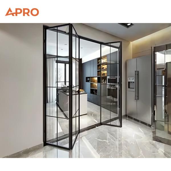 Aluminum Alloy Folding Door French Sliding Folding Door Thermal Insulation Folding Exterior Windproof Aluminum Bi-fold Door