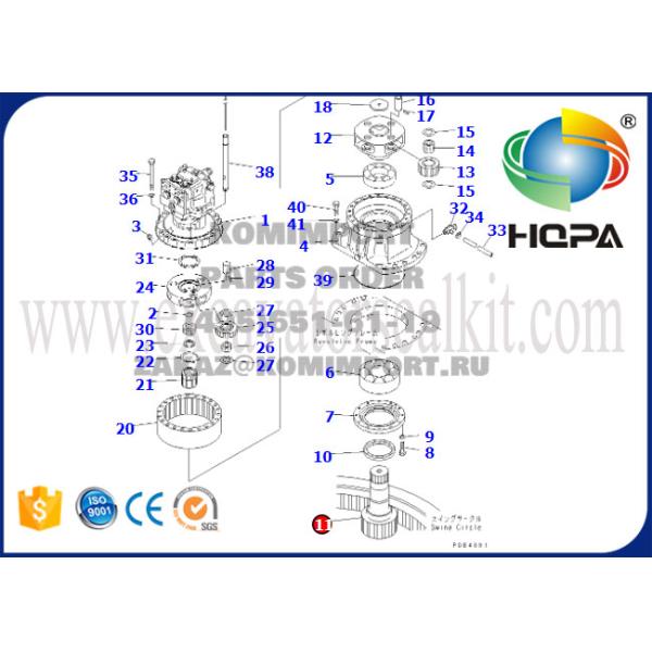 20Y-26-21141 Excavator Swing Shaft / Engineer Gear Shaft 15 Teeth PC200-6
