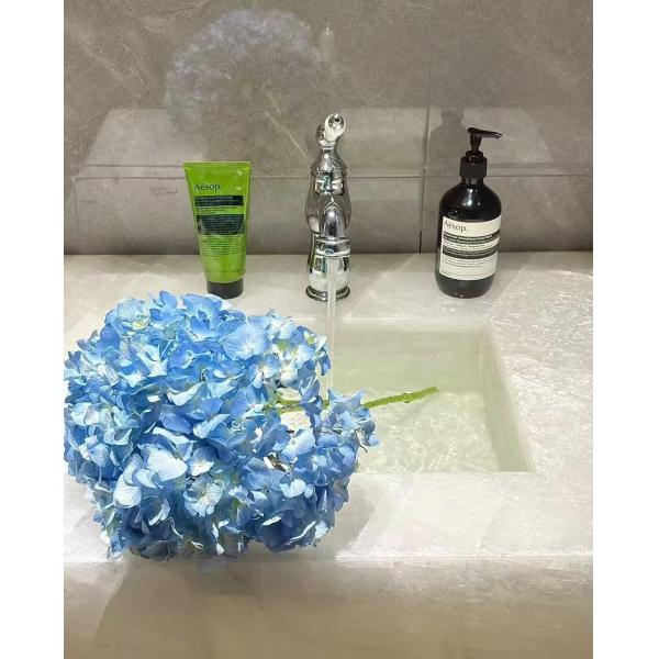 Blanco Cristallo Piedra Baño Lavabo Glaciar Venous Piedra Lavabo Cuenca Durable Para Hotel de lujo