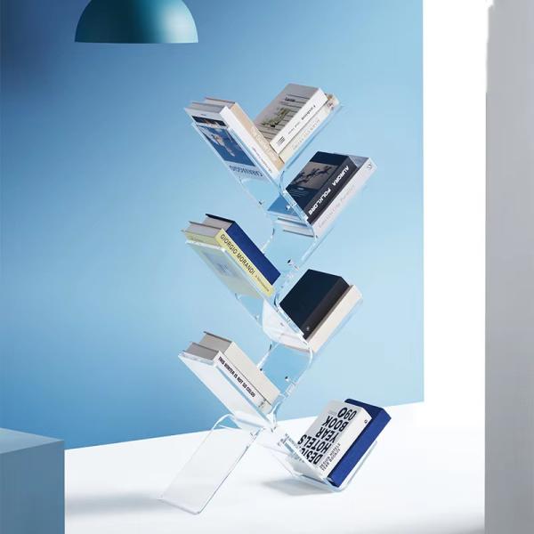 Customized 4 Tier Tree Shape Acrylic Book Display Shelf Organizer For Home Decor