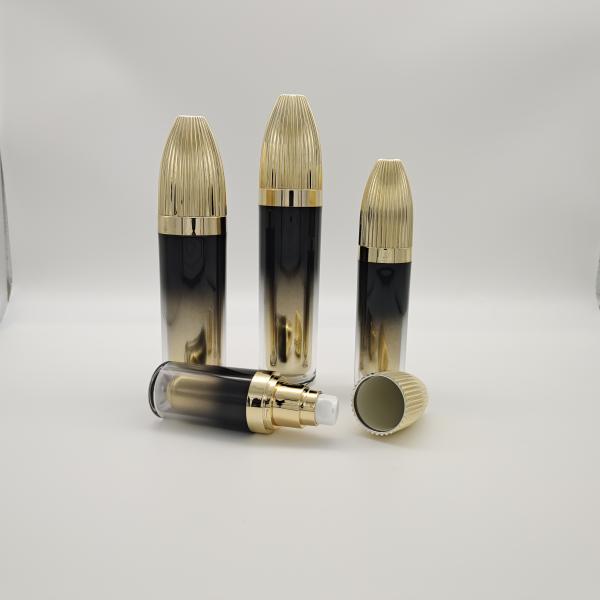 Tipo de bomba Con anillo de aluminio Oro negro Acrílico Crema cosmética Envasado Jar 30ml Botella de spray Envasado de lujo para el cuidado de la piel