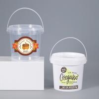 Food Grade PP Beverage Fruit Milk Tea Plastic Bucket Container with Lids and Handle