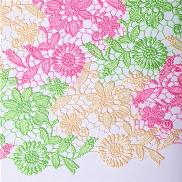 lastest design multicolor embroidered african guipure lace fabric with stone for dress