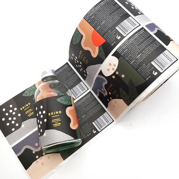 247MM Comestic Glass Bottle Plastic Sticker Label Printing Gold Foil Logo