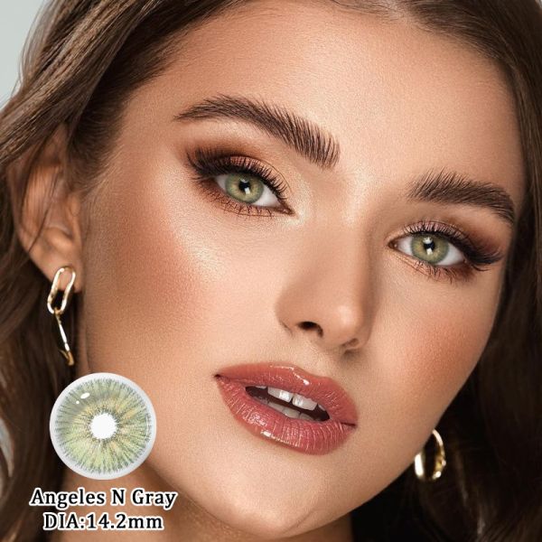 MILLCREEK Angeles N Gray 14.2mm Olive Gray Colored Contact Lenses with 40% Water Content for Yearly Use