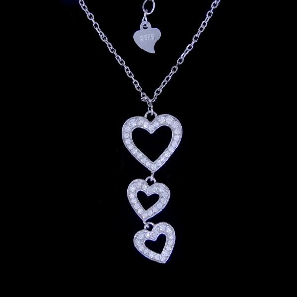 925 Silver Cz Stone New Jewellery Design White Gold Christmas Tree Shape Necklace
