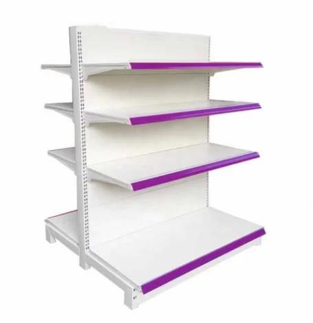 Pharmacy shelf white color double sided pharmacy display rack
