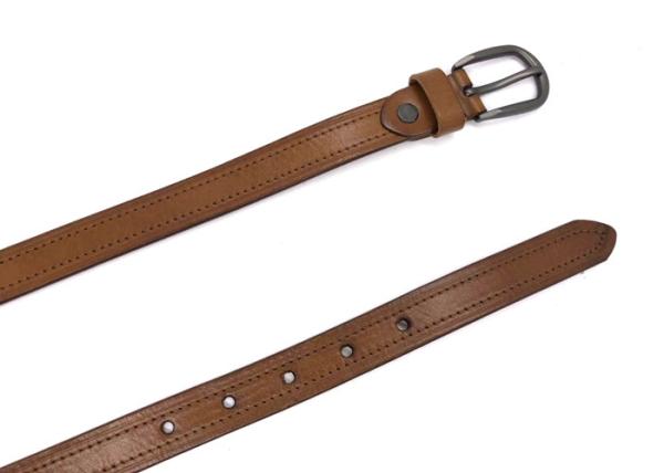 Wear Resistant Women's Fashion Leather Belts With Gunmetal Buckle / Skinny Waist Belt For Dress