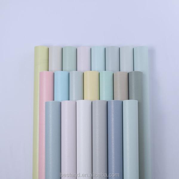 Vinyl Wallpapers 3D Texture Korean Design Mildew Proof Solid Color PVC Adhesive Wallpaper Wall Sticker Furniture Sticker