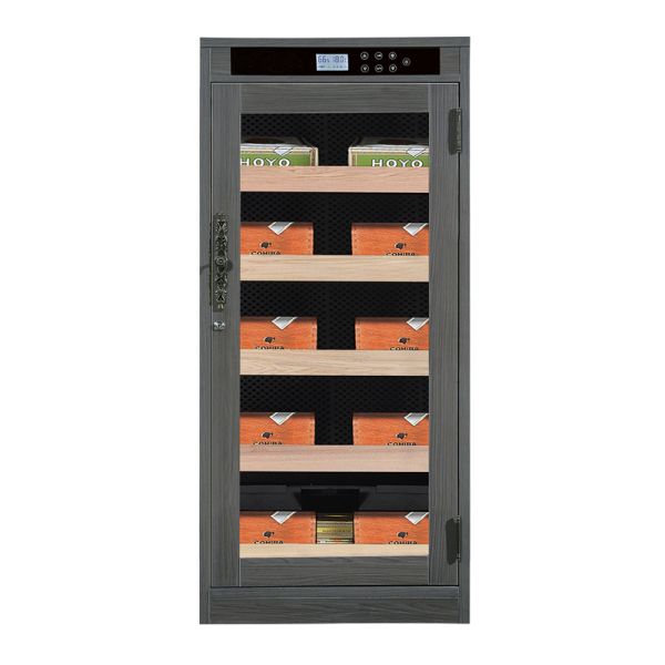 Modern Dark Wood Finish Lockable Cigar Cooler Humidifier Cabinet with Digital Control System