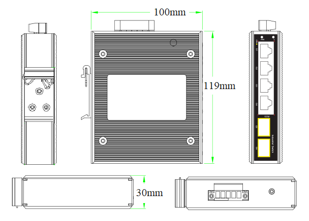 6 Port Gigabit Industrial Ethernet Switch With SFP Fiber Ports Fanless Cooling Design