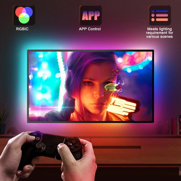 55 - 65 LED Backlights TV HDMI Strip Lights With HDMI 2.0 Sync Box Music 4K HDR Support Strip With Remote Control