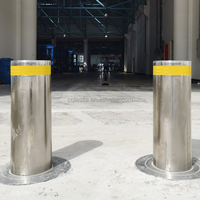Stainless Steel Electric Retractable Automatic Bollard Outdoor Automatic Lifting Column Remote Control Safety Parking Security