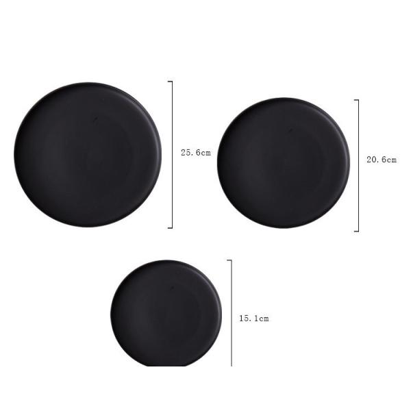 Plant Black Round Porcelain Plates 6 Inch 8 Inch 10 Inch Microwoven Safety