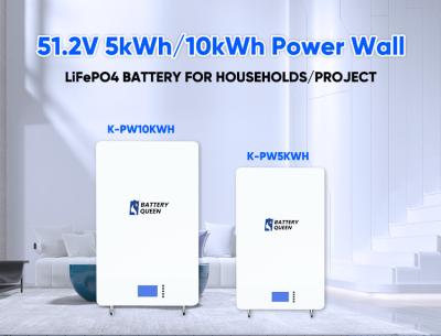 Fase monofásica 48V 100ah 200ah 5kwh 10kwh da parede da bateria da categoria A+ Lifepo4