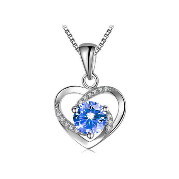 ожерелье сердца 5A CZ стерлинговое серебряное привесное