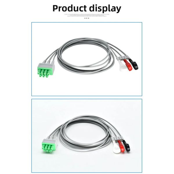 Medical Consumables Three Conductor AHA and IEC ECG Wires Compatible with Tms-6016 Telemetry Monitoring System