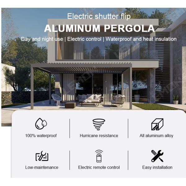 Pergola électrique à support incurvé Gazebo rétractable Pergola électrique en aluminium bioclimatique