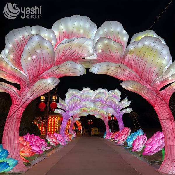 Outdoor Chinese Festival Lantern 3D Arch Gate Sculpture Traditional
