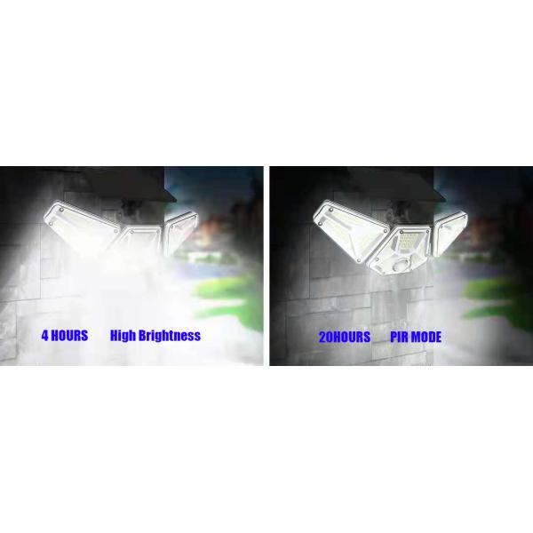 2200mAh 1.5W Dimmable LED Lights Solar 3 Head Wide Angle Outdoor 133pcs LED