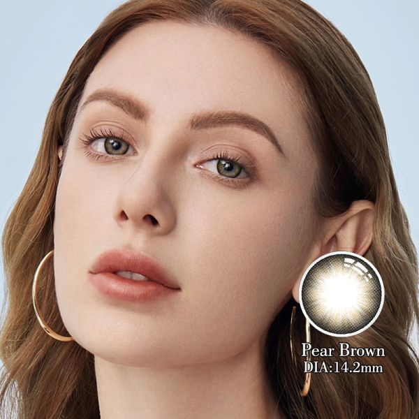 Pear Brown 14.5mm Yearly Disposable Contact Lenses with 40% Water Content for Dark Eyes