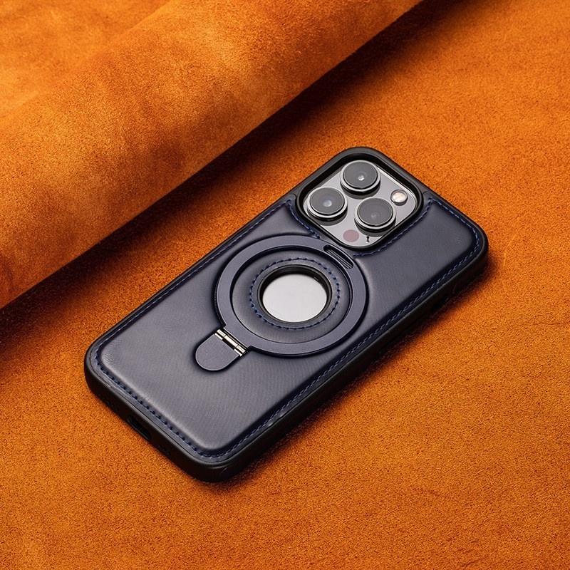 PU Leather Case with Holder Luxury Business Stand Cell Phone Protective Cover for iphone 16 15 14 13 Pro Max