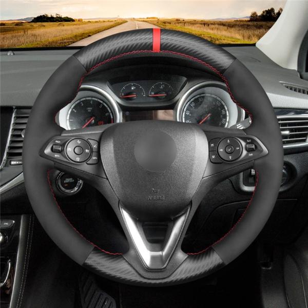 Mewant carbon fiber plus vegan suede steering wheel cover for Holden Commodore  Astra Calais 2018-2020 car interior accessories