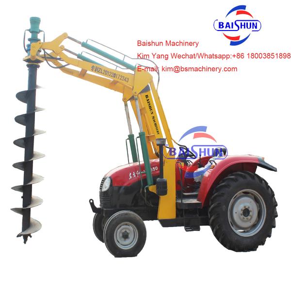 Wire Rod Tractor Mounted Post Hole Digger / Large Pole Drilling Equipment