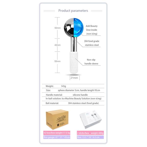 Facial Massager for Cooling and Reducing Dark Circles Stainless Steel Ice Globes