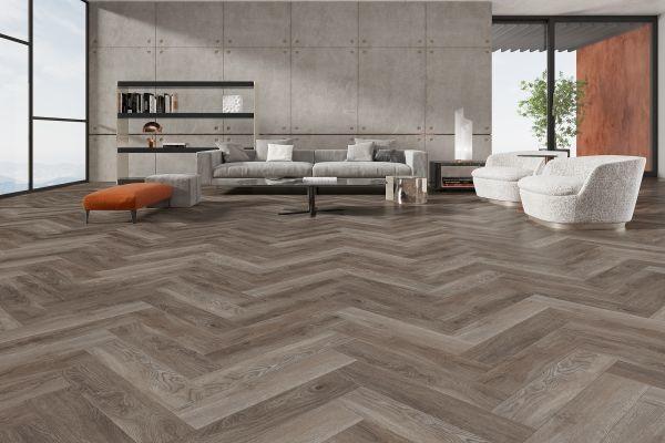 revestimento luxuoso 125x625mm do vinil de 6.5mm Grey Oak Spc Flooring Herringbone