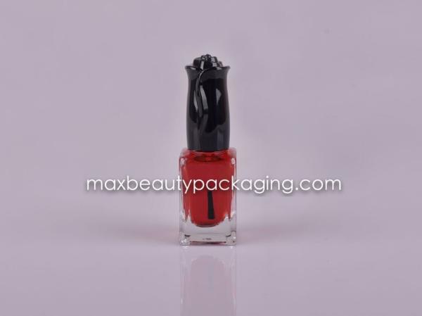 uv coating shiny black flower shape nail polish cap13ml nail polish bottle flat brush nail polish packaging