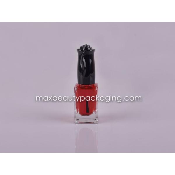 uv coating shiny black flower shape nail polish cap13ml nail polish bottle flat brush nail polish packaging