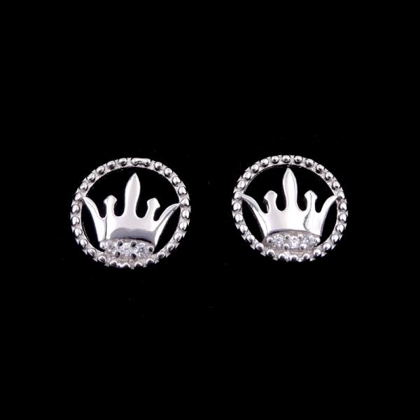 White CZ And Black Epoxy Enamel 925 Silver Earrings Triangle Shaped European Style
