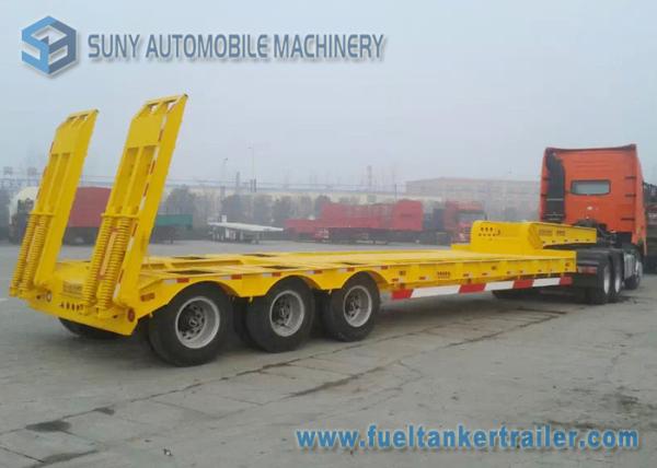 3 Axle 100 Ton Low Bed Semi Trailer Heavy Duty Flatbed Trailer With Manual Ramp
