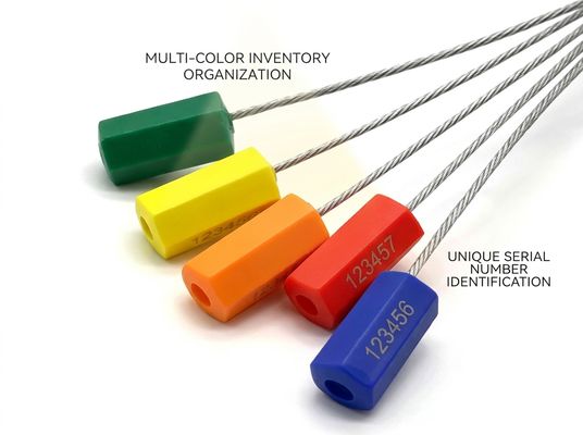 Color Coded Plastic Coated Steel Cable Security Seal Serial Numbered Container Inventory Management