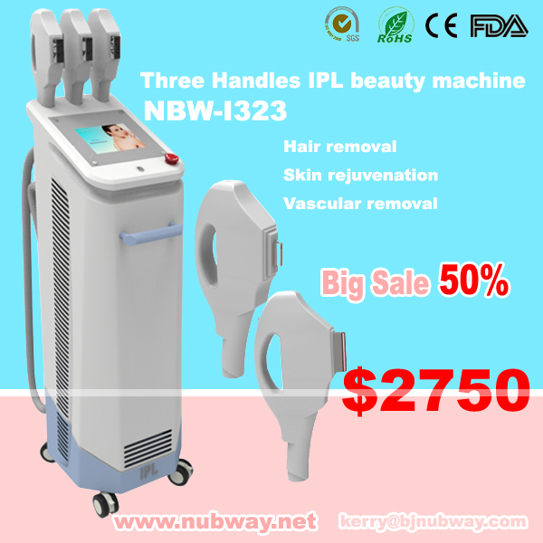 Good treatment Three handles extra hair, wrinkles, acne removal IPL beauty device