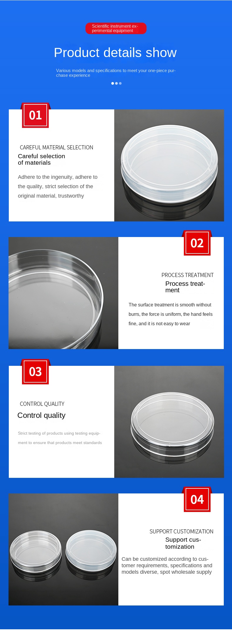 Sterile Polystyrene Petri Dishes - Disposable, Multi-Sizes for Microbiology & Lab Research