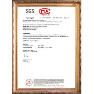 Guangzhou MQ Acoustic Materials Co., Ltd Certifications
