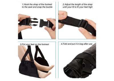 Portable Airplane Footrest Hammock / Travel Leg Hammock Black Color