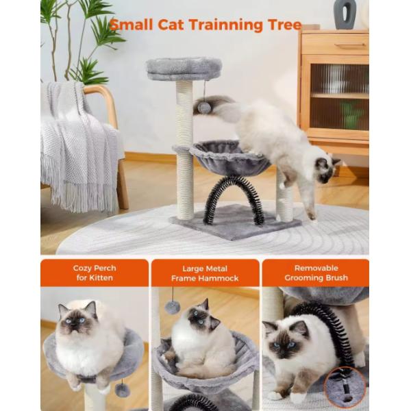 Natural Sisal Cat Trees Scratching Post Multi-Level Platform Cat Tower for Large Cats