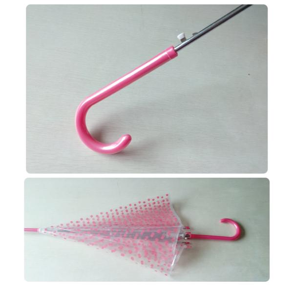 Parapluie transparent de pluie de POE de point de rose de poignée de J pour des enfants