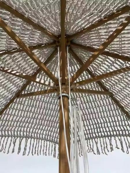 9 ft LA CONCHA Umbrella Macrame Parasol Rope Crochet Woven Patio Umbrella Parasol With Tassels Tassels Woven Canopy Umbrella
