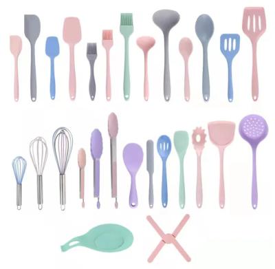 Anti Scald Anti Aging Silicone Fork And Spoon Set For Kitchen Baking Cooking
