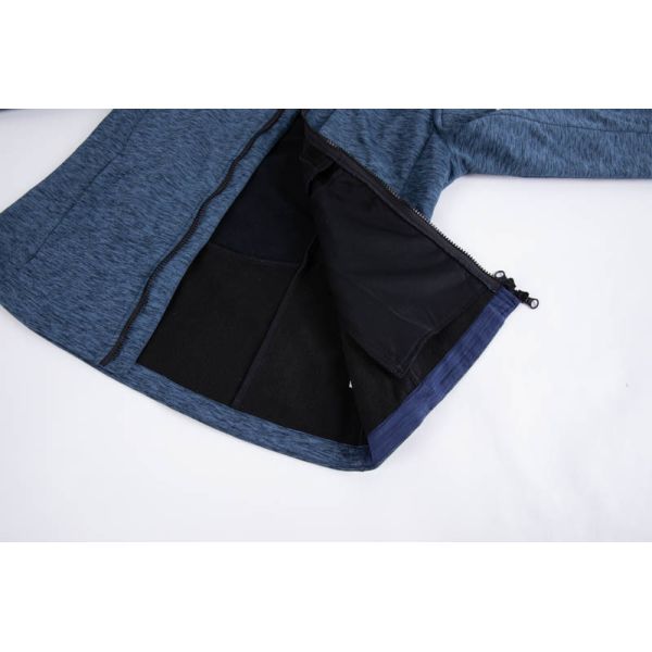 Heather Blue Mens Zip Up Hoodies Soft Shell  Jacket  Contrast Panels