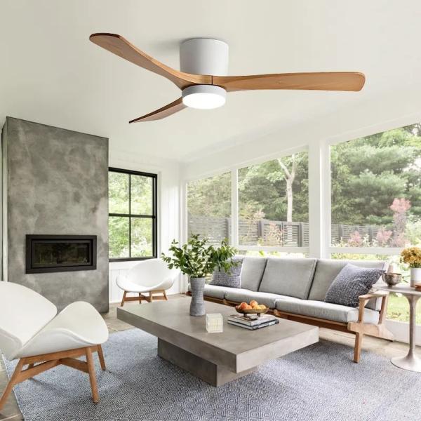 HFBH Model 657 Modern Design 3 Solid Wood Blades 42 52 Inches Ceiling Fan with Light