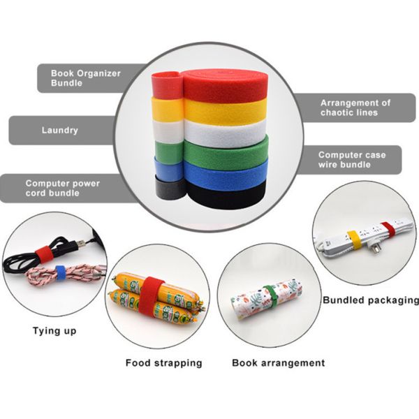 Nylon Double Sided Hook And Loop - Reusable 2000 Times Adjustable Velcro Cable Tie with Customizable Logo