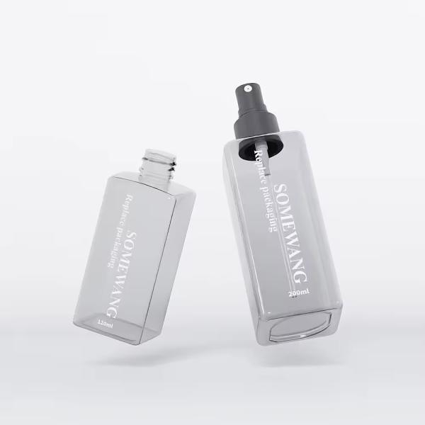 Transparent PET Pump Bottle Square Empty Shampoo Containers Luxury