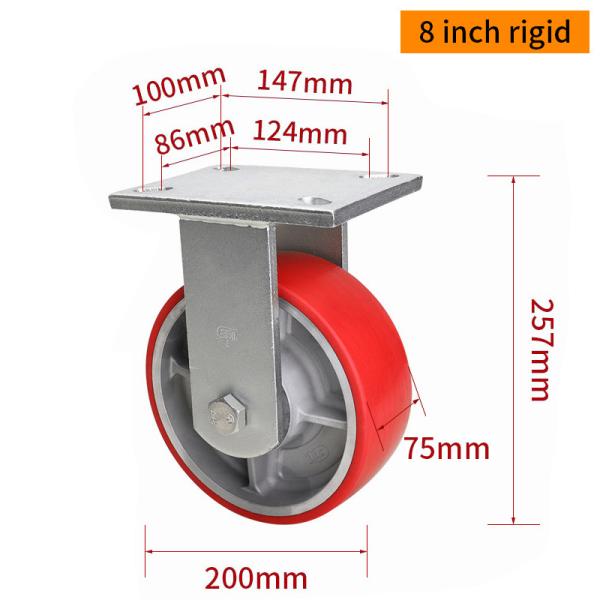 Ruedas de ruedas rojas con frenos de 8 pulgadas de 200 mm 938-86A