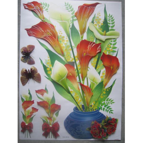 PVC / Vinyl / Paper 3173 Flower 3D  Wall Decoration Stickers for Printed Wall